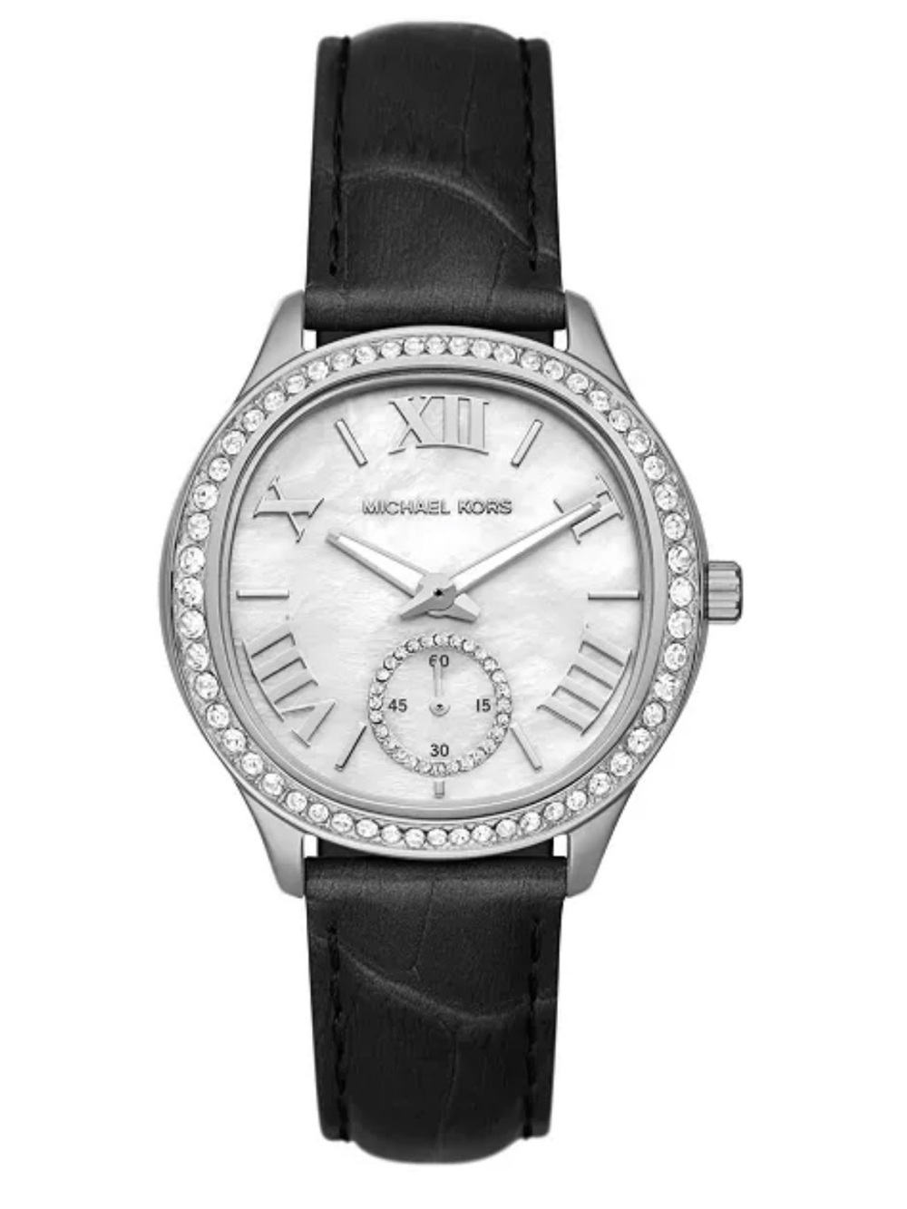 Women's Sage Three-Hand Black Croco Embossed Leather Watch 38mm